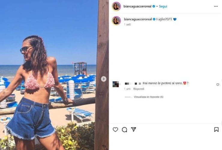 Bianca Guaccero scatto social bikini